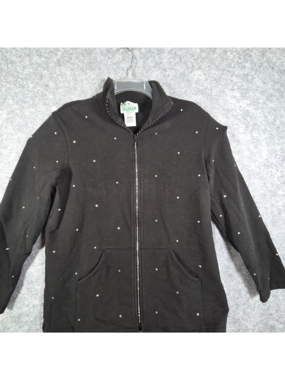 Quacker Factory Rhinestone Zip Up Jacket Black Size M - Picture 3 of 9